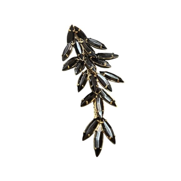 Bar III Black & Gold Leaf Drop Earrings With Stud Back - Picture 5 of 13